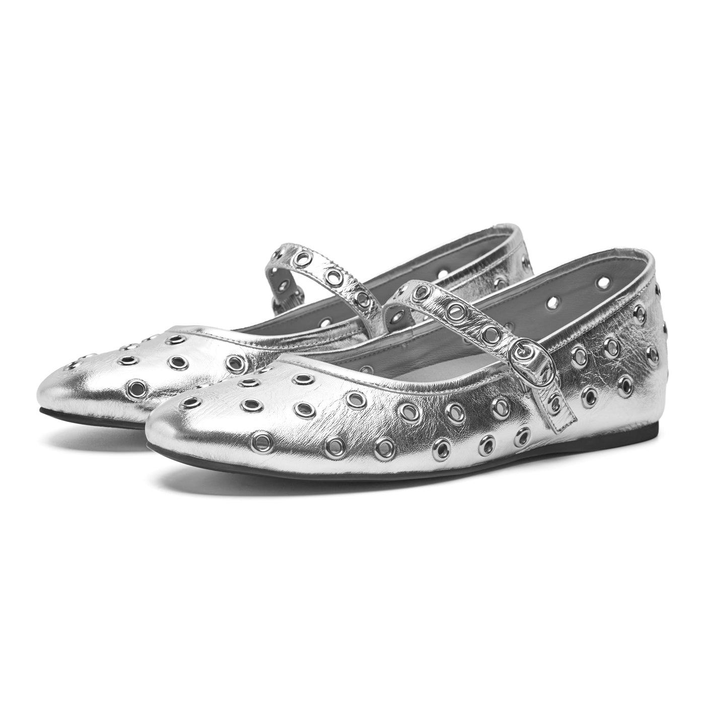 WODEN STB WOMENS Cristel Metallic Ballerina 039 Silver