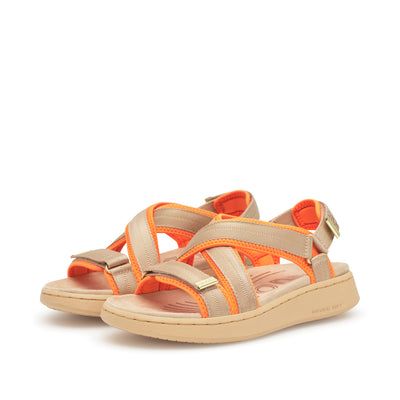 WODEN Line Cross Sandals 852 Coffee Cream