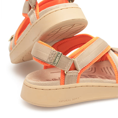 WODEN Line Cross Sandals 852 Coffee Cream