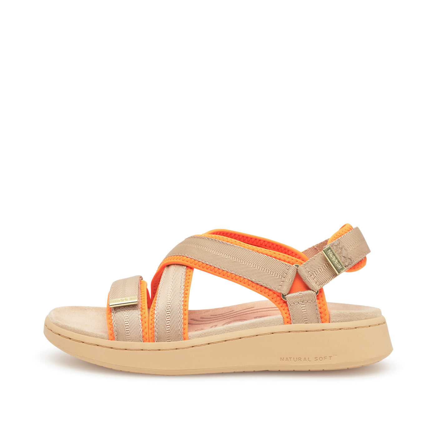 WODEN Line Cross Sandals 852 Coffee Cream
