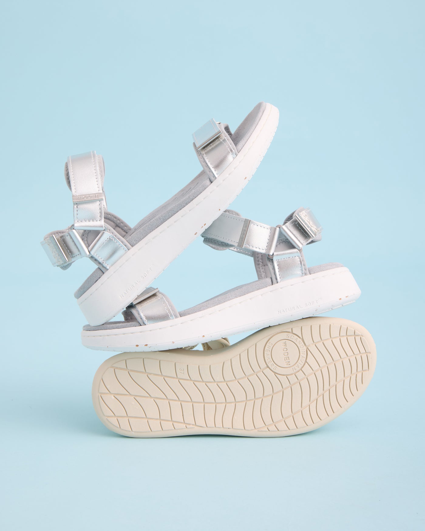 WODEN Line Metallic Sandals 039 Silver
