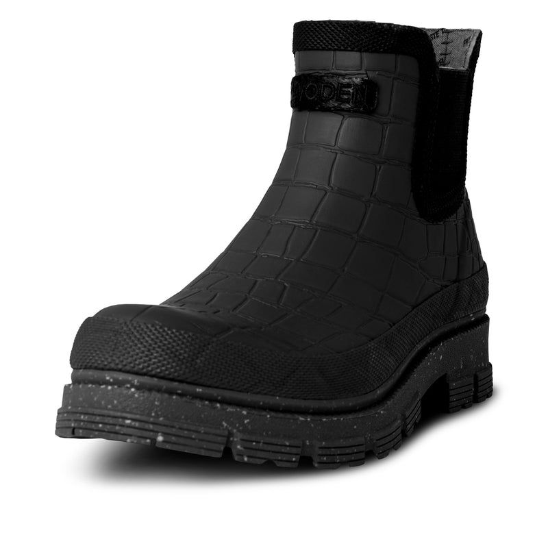 WODEN Liv Croco Waterproof Rubber Boots 020 Black
