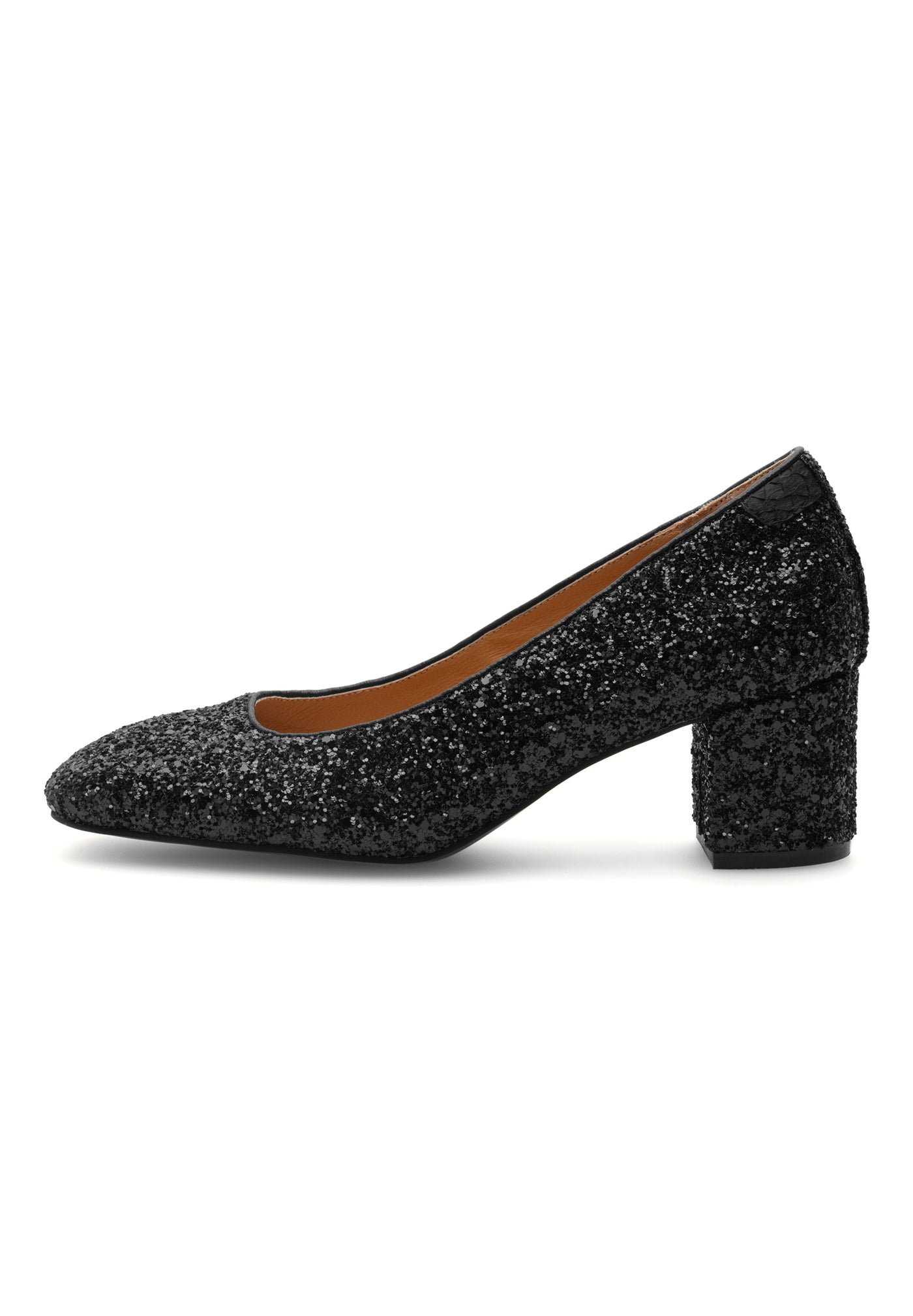 WODEN STB WOMENS Marie Low Glitter Heels 020 Black