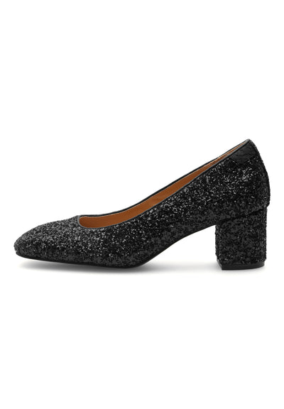 WODEN STB WOMENS Marie Low Glitter Heels 020 Black