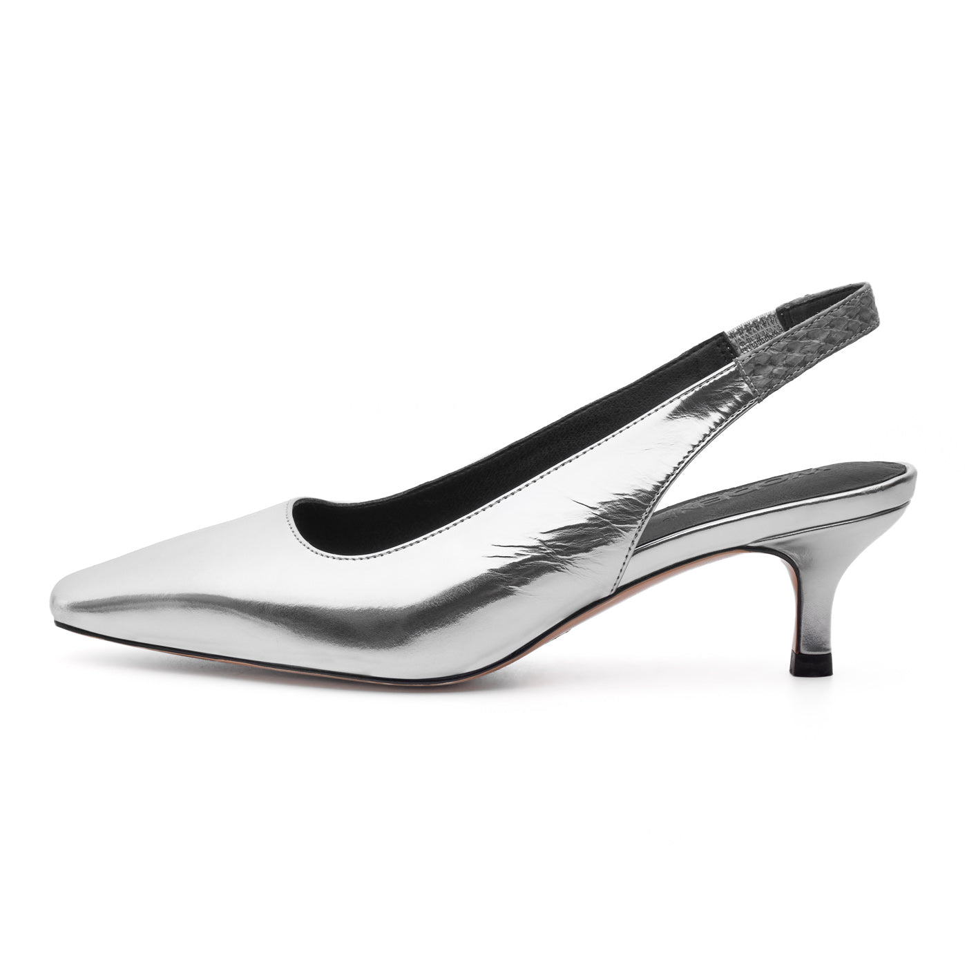 WODEN STB WOMENS Maxine Slingback Metallic Heels 039 Silver