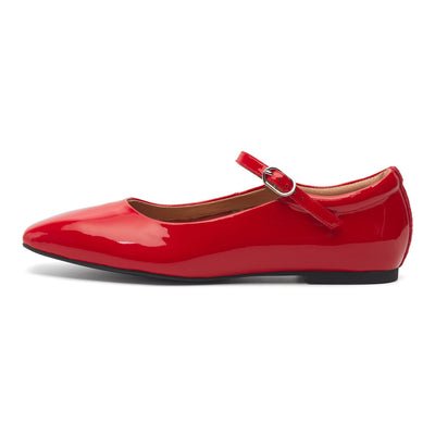 WODEN STB WOMENS Maya Patent Ballerina 123 Fire Red