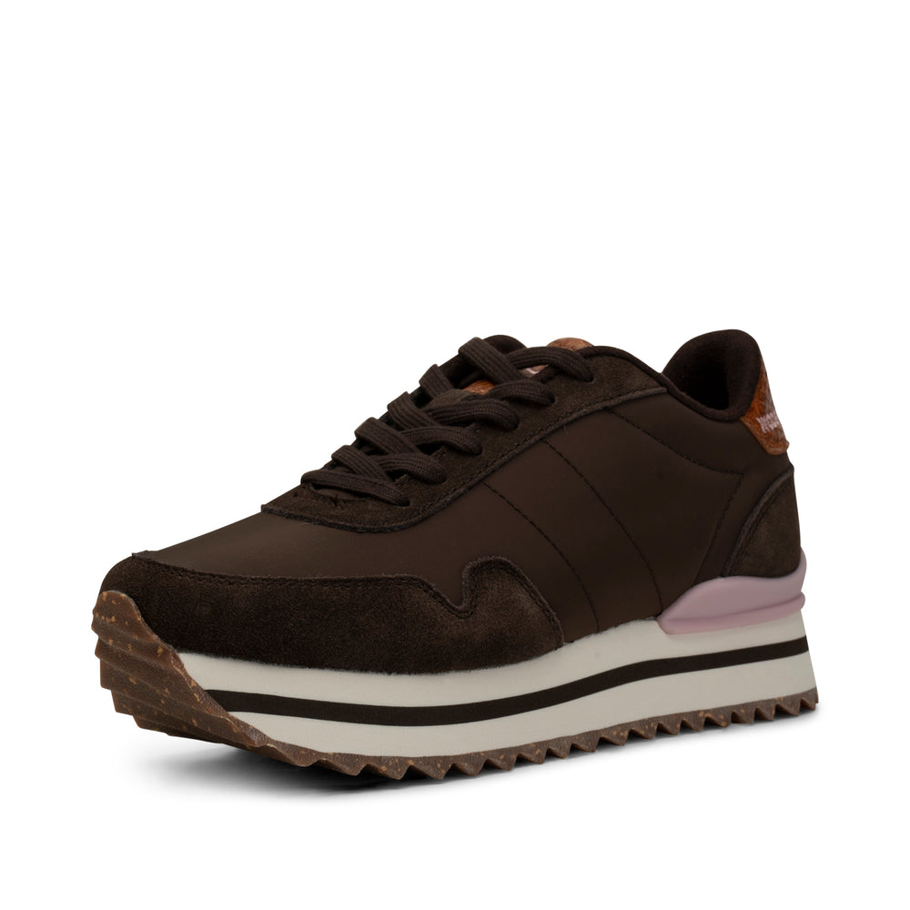 Leder top plateausneaker in 39