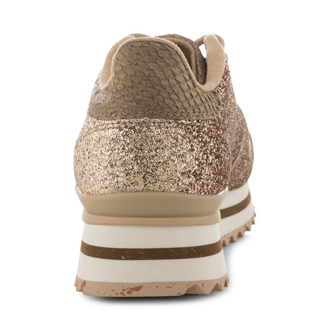 Damen Sneaker Beige Gold Plateau Sneaker Gold Plateau Sneaker