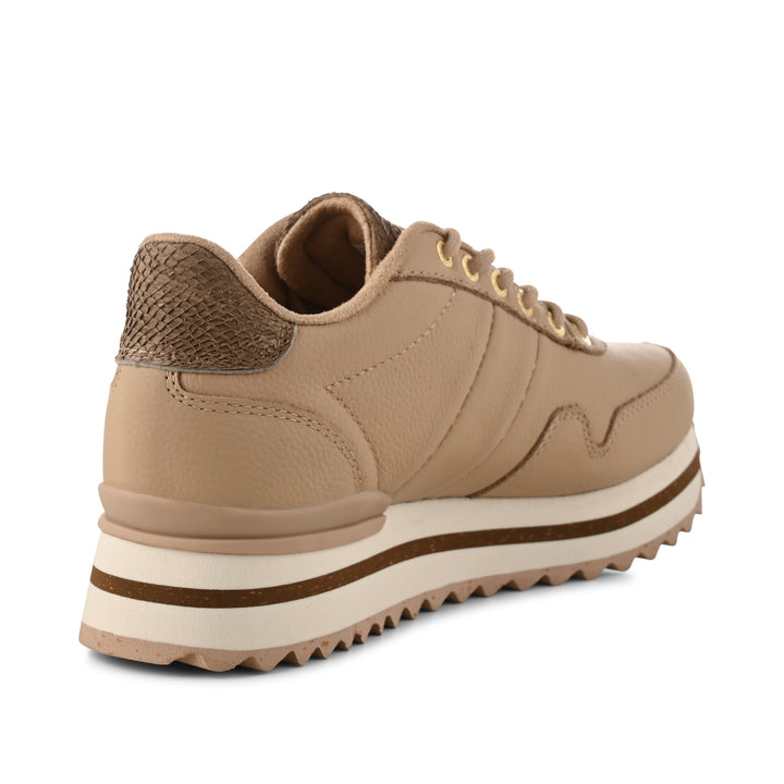 Nora III Full Leather Plateau Coffee Cream woden